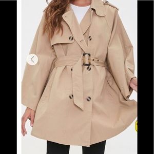 Forever 21 double breasted trench coat wide sleeves with belted waist